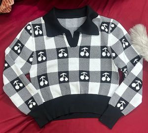 Cherry Print Sweater Type Top