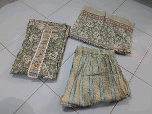 Pure Cotton Printed Kurta Set With Pant &amp; Dupatta