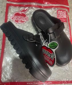 Red Apple Black Clogs