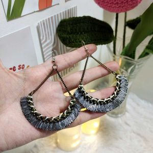 Long Handmade Beaded Earrings with Silver Frills✨