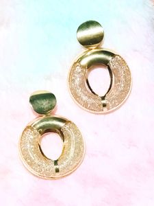 Gold Circle Drop Earrings
