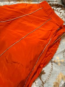 Orange 7 meter gher lehenga //size M To XXL