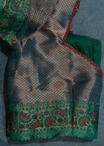 Elegant Green &amp; Gold Blouse