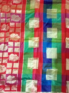 Multicolor Saree in good condition without blouse.