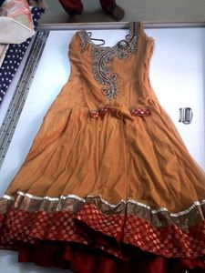 Partywear Anarkali Kurta Set With Leggings