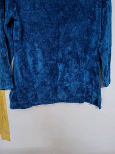 Teal Velvet Cowl Neck Top