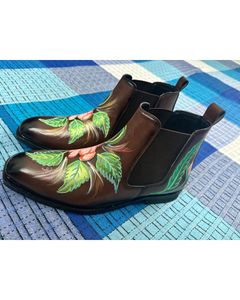 Floral Painted Leather Boots