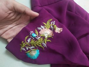 Dark Purple Hand Made Embroidery Saree