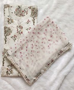 Printed White Kurta