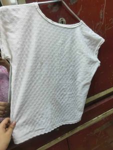 White Textured Sleeveless Top