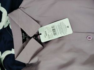 shein Lilac Balloon Sleeve Button-Down shirt