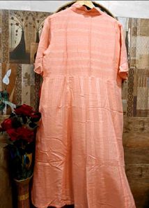brand new srishti XL Peach Embroidered Kurta