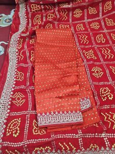 Red Bandhani saree with blouse