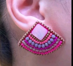Beaded Fan Earrings