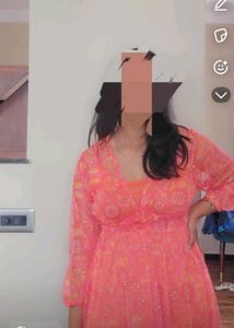 Orange Tiered Midi Dress