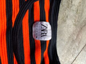 Zara Orange Stripe T Shirt