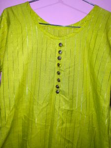 Lime Green Kurti with Silver Details