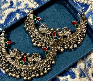 Silver Peacock Jhumka Earrings