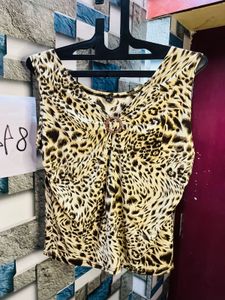 Animal Printed Women Stone Work Party Wear Top
