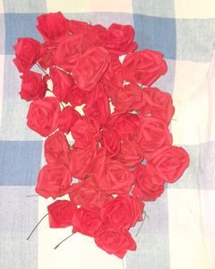 Pack Of 40 Artificial Handmade Flowers [Red Roses]
