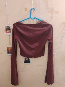 Brown fitted Crop Top