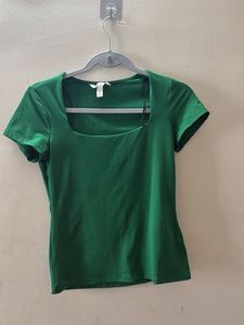 Green Square Neck Top