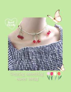 Pinterest Inspired Pearl And Cherry Bow Necklace