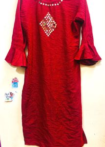 Maroon Mirror Work Kurta