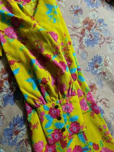 Floral Print Yellow Mini Dress