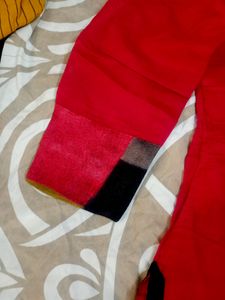 Red Kurta Set With Joint Skirt For Women