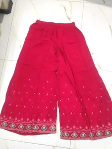 Red Embroidered Kurti Set