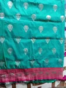 sea green saree with pink colour combination