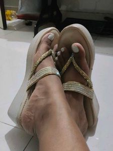 Golden Partywear Wedges