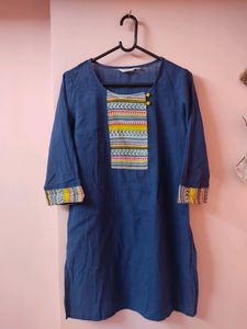 Indigo Blue Max Kurta Top With Design Neckline