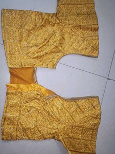 Mustard Yellow Blouse With Thread Zari
