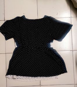 Black Polka Short Dress And Top