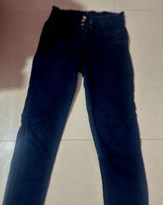 Dark Blue High-Waisted Jeans