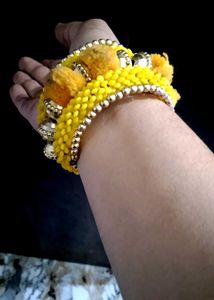 Yellow Bracelet with Golden Beads