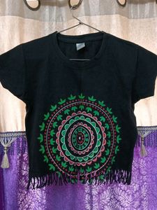 Black Mandala Crop Top