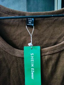 SHEIN Coffee Brown Ribbed Top