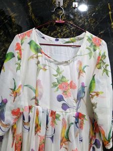Bird and Floral Print Dress