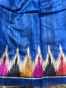 Blue used tussar Saree