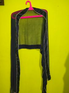 Navy Blue Stone And Zari Work Midi With Dupatta
