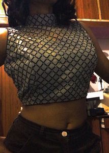 Mesh Mock Neck Blouse