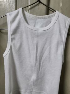 Halter Neck White Tank Top