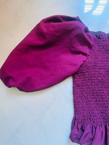 Maroon Smocked Crop Top