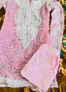 Pink Embroidered Kurta Set