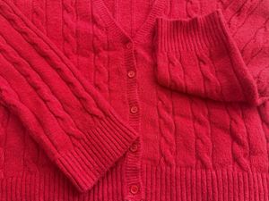 Red Cable Knit Cardigan