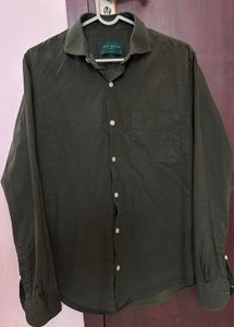Peter England Olive Green Slim Fit Casual Shirt-M