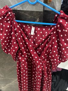 Red Polka Dot Crystal Shantoon Fit & Flare Dress